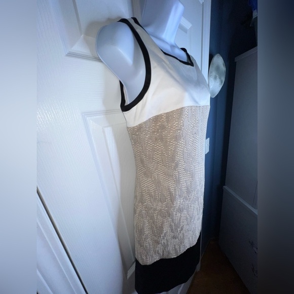 Karen Millen US 6 UK 10 Beige Black Colorblock Shift Cocktail Dress S - Picture 5 of 16